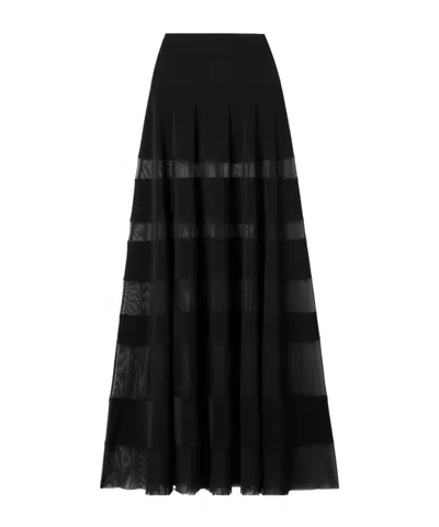 Norma Kamali Spliced Flared Skirt To Floor In Black