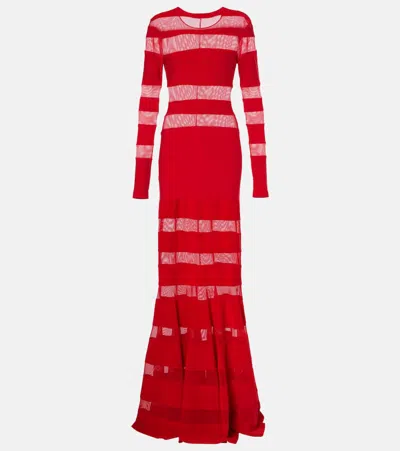 Norma Kamali Spliced Dress Fishtail Gown In Tiger Red