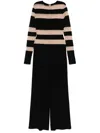 Norma Kamali Black/beige Spliced Straight Leg Jumpsuit In Black