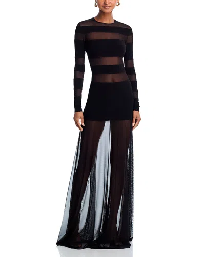 Norma Kamali Spliced Mesh Skirt Dress In Black