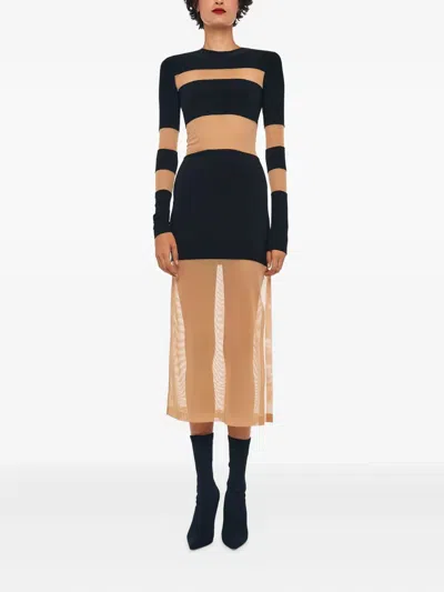 Norma Kamali Spliced Midi Dress In Black