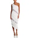 Norma Kamali Spliced One Shoulder Mid Calf Dress In White