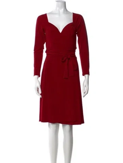 Pre-owned Norma Kamali Square Neckline Knee-length Dress In Red