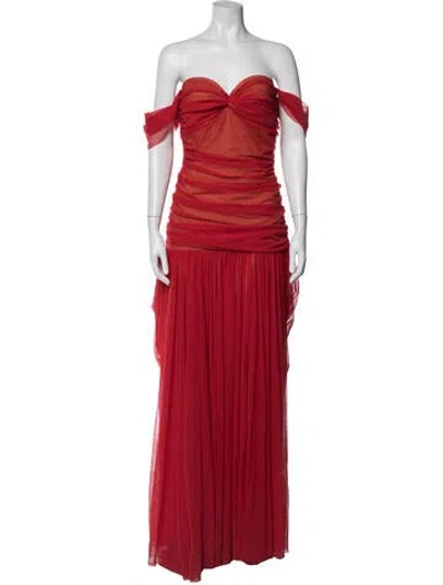 Pre-owned Norma Kamali Square Neckline Long Dress In Red