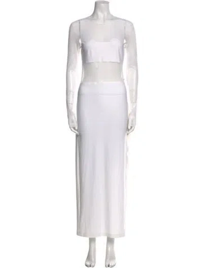 Pre-owned Norma Kamali Square Neckline Long Dress W/ Tags In White