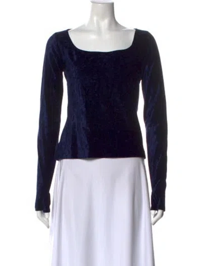 Pre-owned Norma Kamali Square Neckline Long Sleeve Top In Black