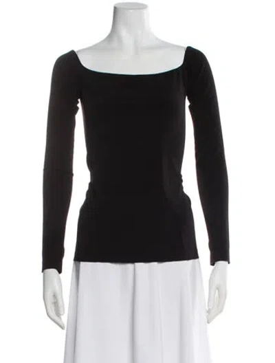 Pre-owned Norma Kamali Square Neckline Long Sleeve Top In Black
