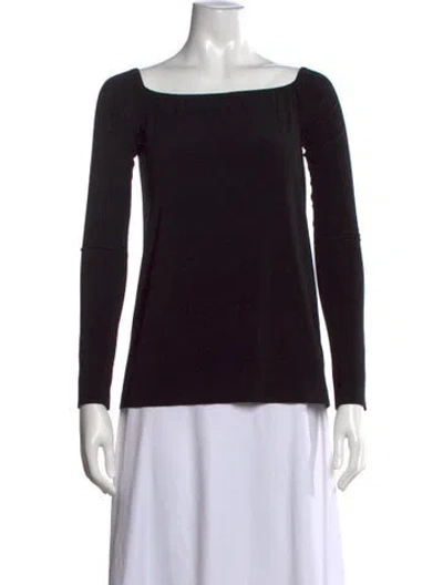 Pre-owned Norma Kamali Square Neckline Long Sleeve Top In Black
