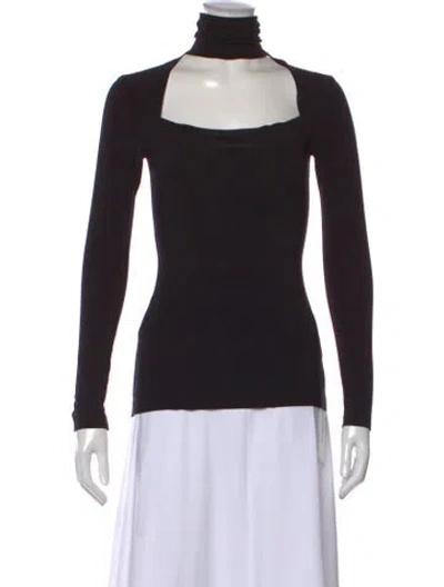 Pre-owned Norma Kamali Square Neckline Long Sleeve Top In Black