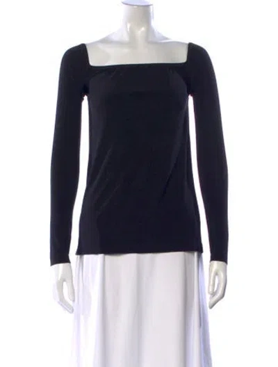 Pre-owned Norma Kamali Square Neckline Long Sleeve Top In Blue