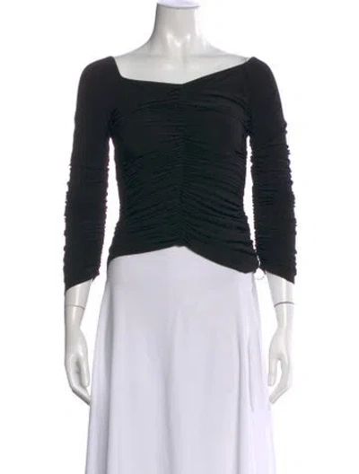 Pre-owned Norma Kamali Square Neckline Long Sleeve Top W/ Tags In Black