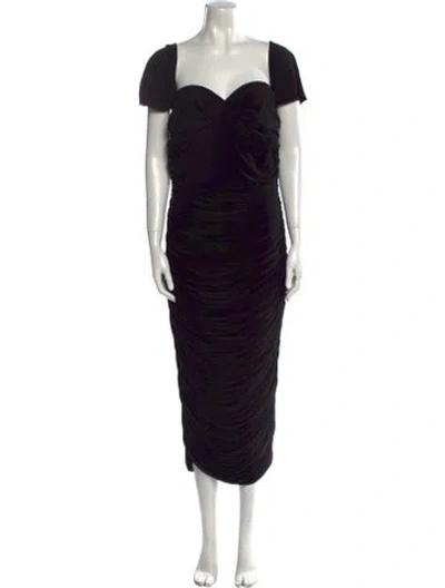Pre-owned Norma Kamali Square Neckline Midi Length Dress In Black