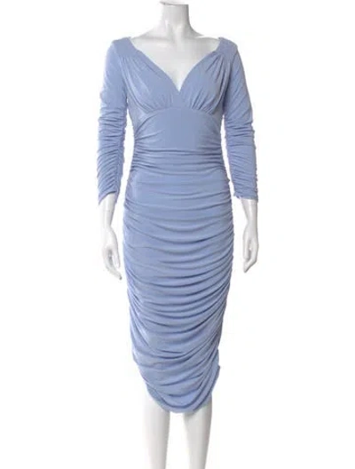 Pre-owned Norma Kamali Square Neckline Midi Length Dress In Blue