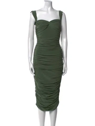 Pre-owned Norma Kamali Square Neckline Midi Length Dress In Green
