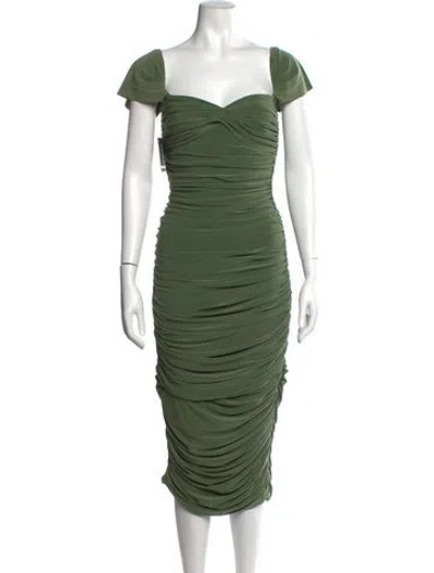 Pre-owned Norma Kamali Square Neckline Midi Length Dress In Green