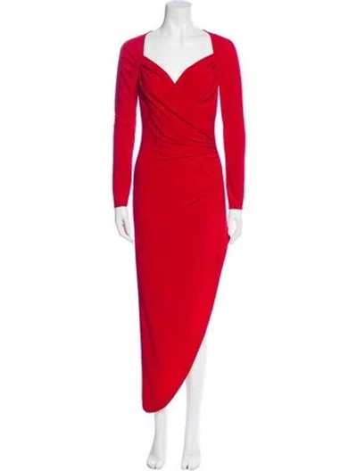 Pre-owned Norma Kamali Square Neckline Midi Length Dress In Red