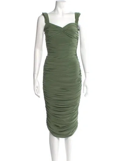 Pre-owned Norma Kamali Square Neckline Midi Length Dress W/ Tags In Green