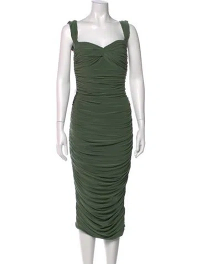 Pre-owned Norma Kamali Square Neckline Midi Length Dress W/ Tags In Green