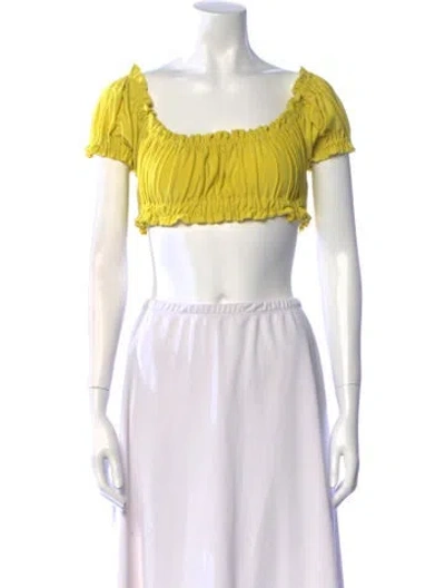 Pre-owned Norma Kamali Square Neckline Short Sleeve Crop Top In Multi