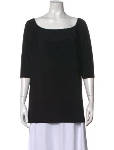 Pre-owned Norma Kamali Square Neckline Three-quarter Sleeve Top In Black
