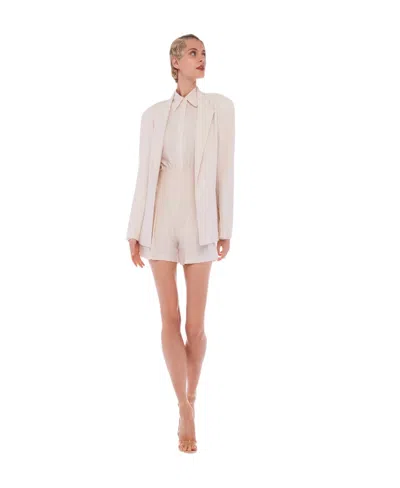 Norma Kamali Stitch-detail Single-breasted Blazer In Nude