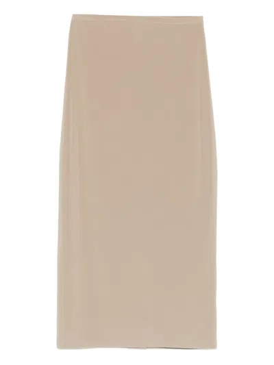 Norma Kamali Straight Plain Midi Skirt In Neutral