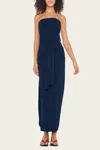 Norma Kamali Strapless All-in-one Side Slit Gown In True Navy