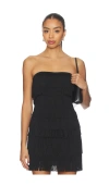 Norma Kamali Strapless All Over Fringe Sweetheart Top In Black