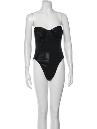 Pre-owned Norma Kamali Strapless Bodysuit W/ Tags In Black