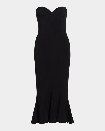 Norma Kamali Strapless Corset Midi Dress In Black