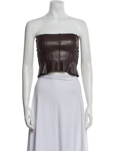 Pre-owned Norma Kamali Strapless Crop Top In Brown
