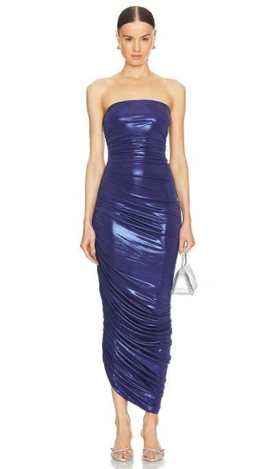 Norma Kamali Strapless Diana Gown Xtra Long Military Blue