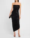 Norma Kamali Diana Strapless Ruched Stretch Jersey Midi Dress In Black