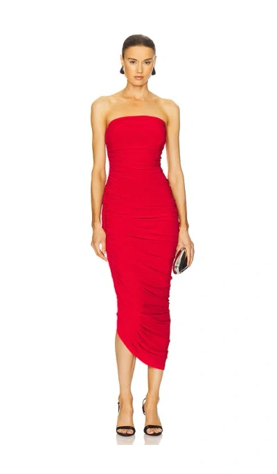 Norma Kamali Strapless Diana Gown In Tiger Red
