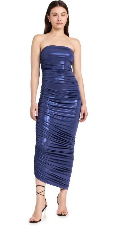 Norma Kamali Strapless Diana Gown Xtra Long Military Blue