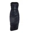 Norma Kamali Diana Strapless Dress In Blue