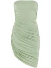 Norma Kamali Diana Strapless Draped Stretch-jersey Mini Dress In Green