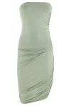 Norma Kamali Diana Strapless Draped Stretch-jersey Mini Dress In Vintage Green