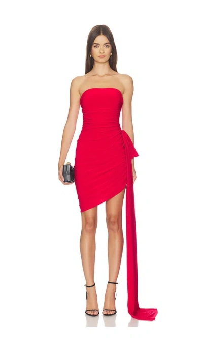 Norma Kamali Strapless Diana Mini Dress With Bow In Red