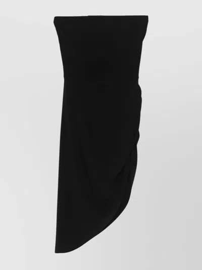 Norma Kamali Strapless Draped Mini Dress With Asymmetric Hem In Black