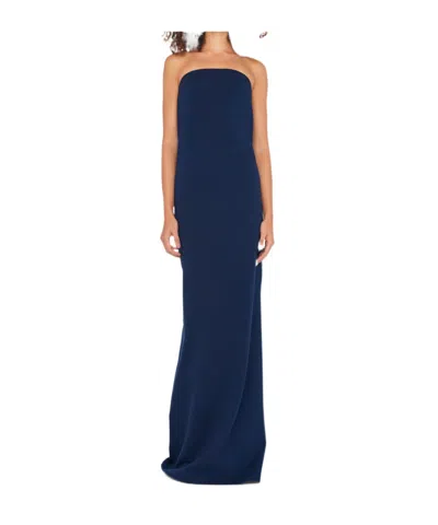 Norma Kamali Strapless French Cotton-blend Terry Gown In Blue