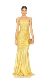 Norma Kamali Strapless Shirred Front Fishtail Gown