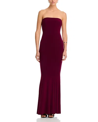 Norma Kamali Strapless Fishtail Gown In Plum