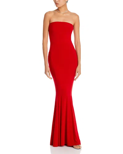 Norma Kamali Turtleneck Strapless Fishtail Gown In Tiger Red