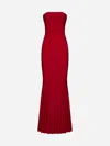 Norma Kamali Turtleneck Strapless Fishtail Gown In Tiger Red