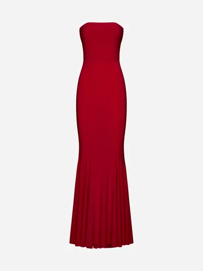 Norma Kamali Turtleneck Strapless Fishtail Gown In Tiger Red