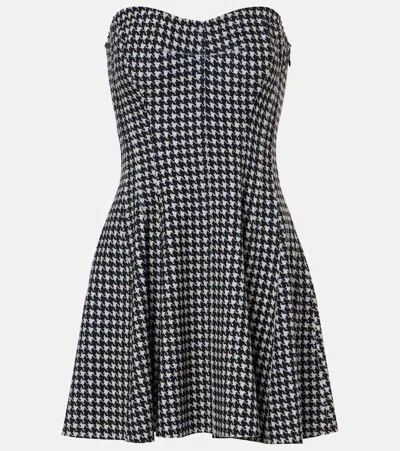 Norma Kamali Strapless Grace Houndstooth Minidress In Large Houndstooth