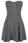 Norma Kamali Strapless Grace Houndstooth Minidress In Large Houndstooth
