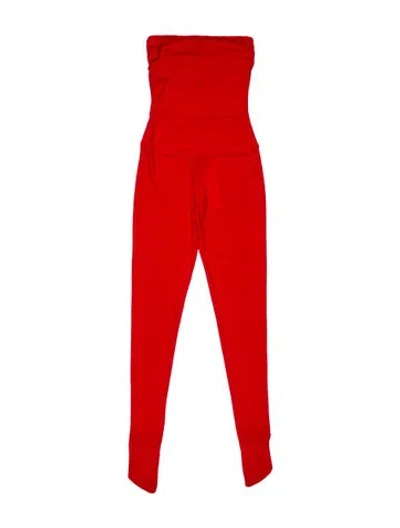 Pre-owned Norma Kamali Strapless Jumpsuit In Red