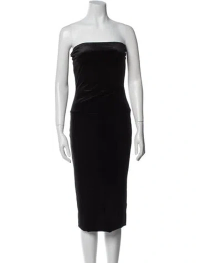 Pre-owned Norma Kamali Strapless Knee-length Dress In Black